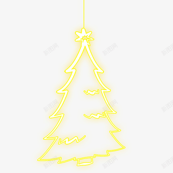 圣诞树吊灯元素psd免抠素材_新图网 https://ixintu.com 吊灯 圣诞树 圣诞树装饰 黄色