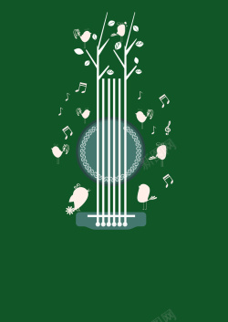 简洁的小鸟绿色音乐简约海报背景矢量高清图片