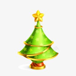 卡通绿色圣诞树装饰元素素材