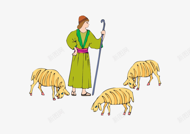牧羊人放羊psd免抠素材_新图网 https://ixintu.com 人物 手绘 放羊 牧羊人 素材
