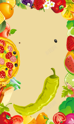 创意叉子上的草莓舌尖上的美食矢量海报边框背景高清图片