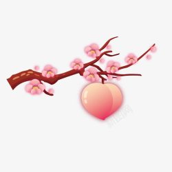 桃花桃子矢量图素材