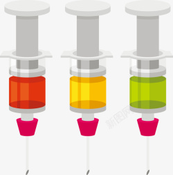 彩色注射器三个彩色医疗注射器矢量图高清图片