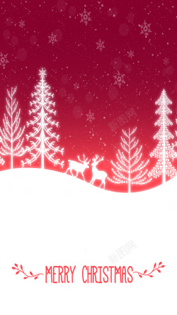 圣诞羚羊矢量图红色圣诞树矢量图H5背景高清图片