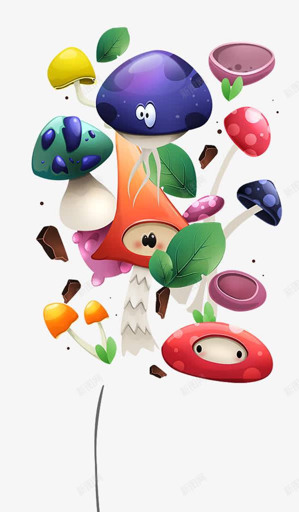 手绘卡通彩色蘑菇png免抠素材_新图网 https://ixintu.com 卡通 彩色 蘑菇