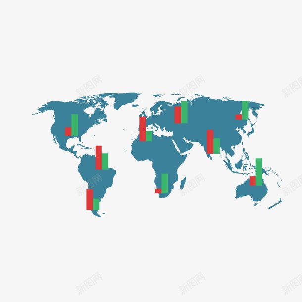 蓝色地图png免抠素材_新图网 https://ixintu.com 世界 分析 商务 地图 战略 数据 柱形 蓝色