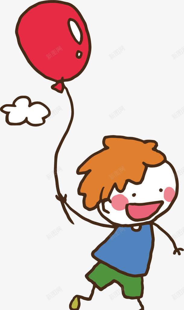 手拿气球的孩子png免抠素材_新图网 https://ixintu.com 卡通手绘 可爱 学生 孩子 水彩 玩耍 红色气球