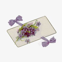 紫色蝴蝶结花签素材