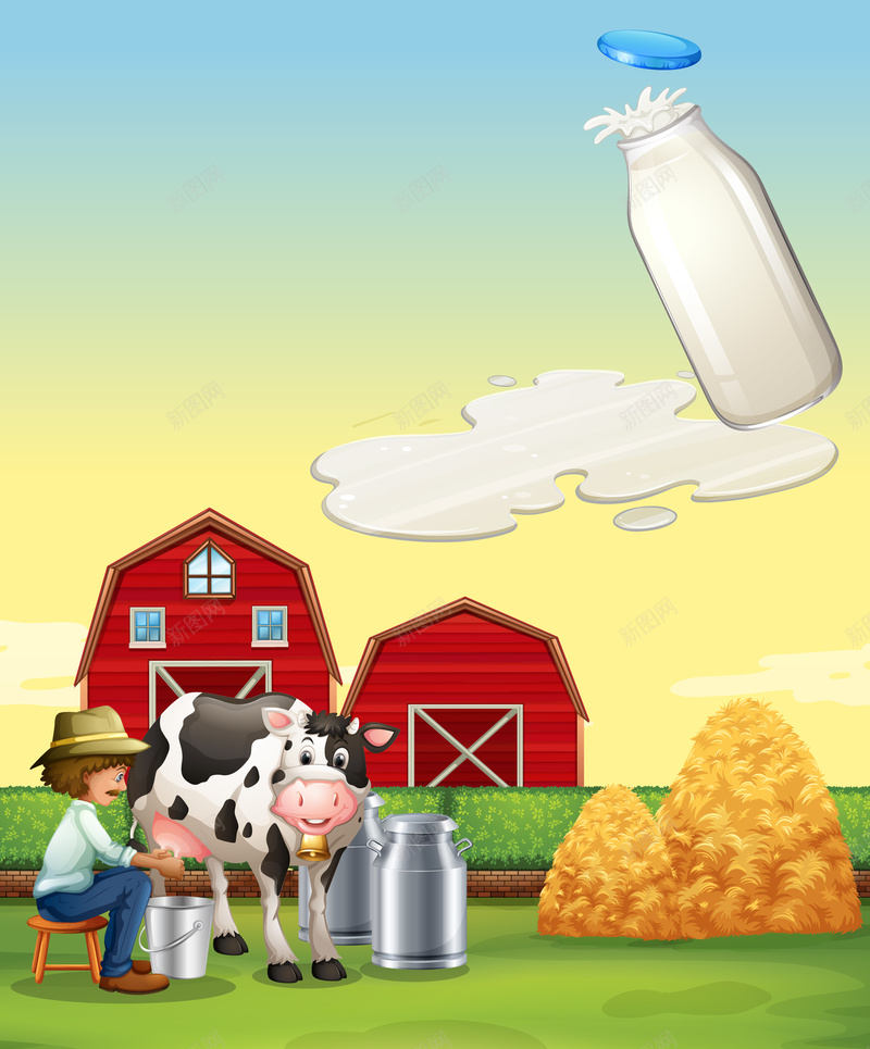 牛奶创意海报矢量图ai设计背景_新图网 https://ixintu.com 乳制品 卡通 奶牛 奶粉 开心 手绘 牛奶 牧场 童趣 矢量图