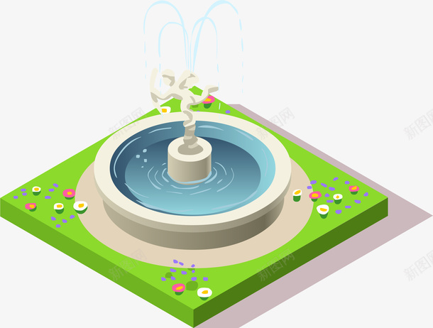 城市喷泉png免抠素材_新图网 https://ixintu.com 免抠图 卡通装饰 喷泉 园林规划 插画喷泉 矢量图案 设计图