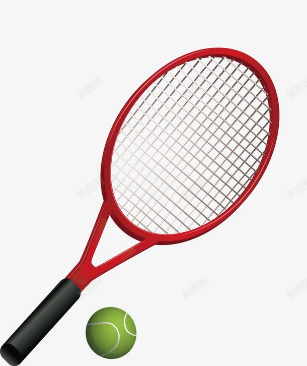 红色网球拍png免抠素材_新图网 https://ixintu.com 打网球 矢量素材 绿色网球 网球 网球拍