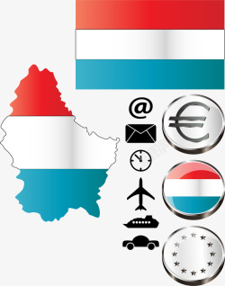 卢森堡地图国旗元素矢量图素材