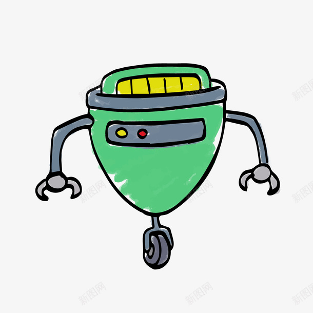 可爱绿色机器人png免抠素材_新图网 https://ixintu.com 卡通机器人 可爱机器人 绿色机器人 背景装饰