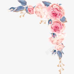 粉嫩花卉装饰边框素材