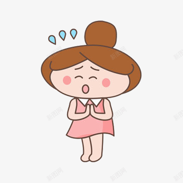 祈祷的女孩png免抠素材_新图网 https://ixintu.com 卡通 女孩 微笑的 插图 汗水 漂亮的 祈祷的
