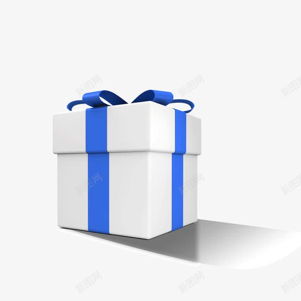 礼物盒装饰图案png免抠素材_新图网 https://ixintu.com 白色礼盒 礼物盒 蓝色丝带 装饰图案