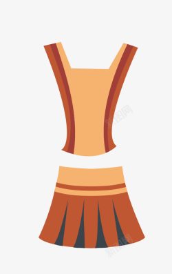 吊带裙子png卡通扁平化橙色吊带裙子高清图片