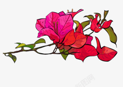 手绘红色小清新花朵图素材