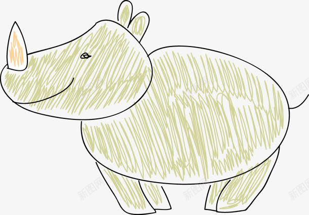 犀牛png免抠素材_新图网 https://ixintu.com 动物 卡通 简笔画
