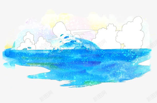 蓝色水彩png免抠素材_新图网 https://ixintu.com 儿童 卡通 手绘 水彩 画画 蓝色