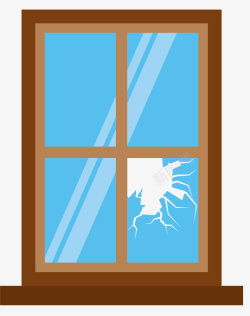 碎裂窗户褐色边框卡通窗户矢量图高清图片