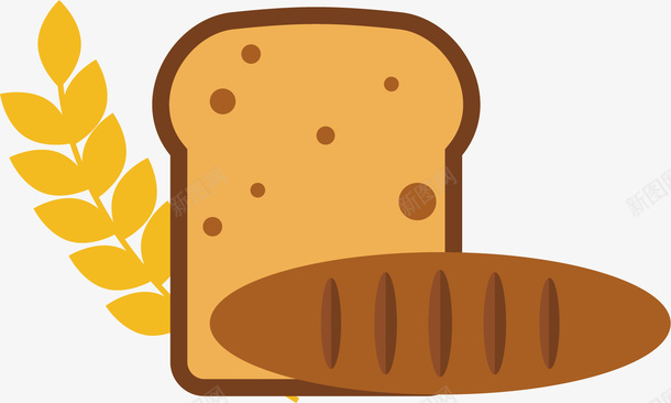 烘烤的面包矢量图ai免抠素材_新图网 https://ixintu.com 卡通 可口 棕色面包 粮食 美味 食物 矢量图
