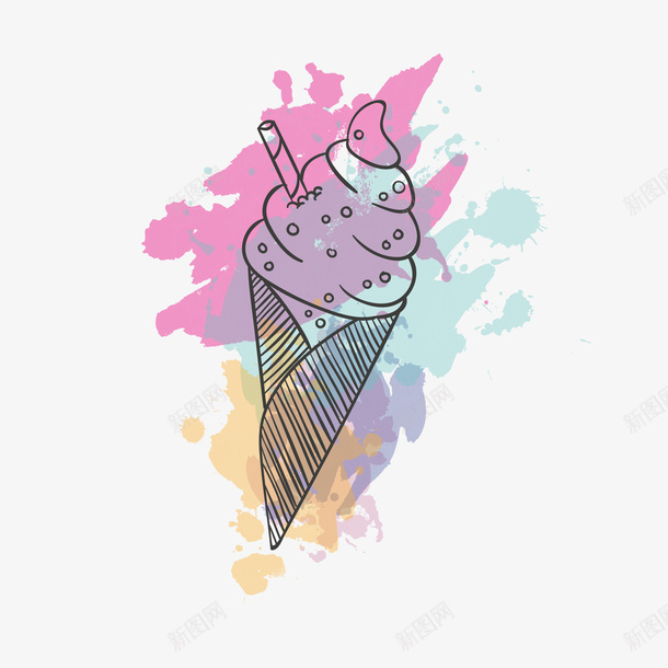 手绘冰淇淋矢量图ai免抠素材_新图网 https://ixintu.com 冰淇淋 手绘 美食 矢量图