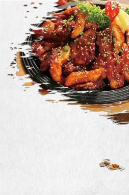 韩国料理特色美食促销海报背景背景