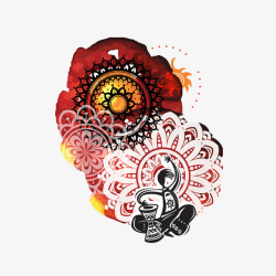民间乐器创意花卉民乐插画高清图片