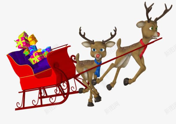 圣诞雪橇车png免抠素材_新图网 https://ixintu.com 圣诞 圣诞礼物 圣诞节 礼物 雪橇 麋鹿车