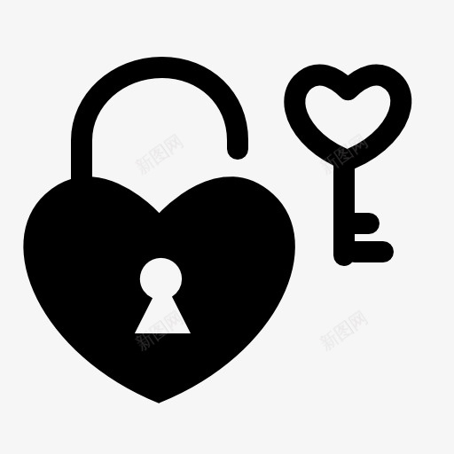 心形的锁和钥匙图标png_新图网 https://ixintu.com 心形 钥匙 锁