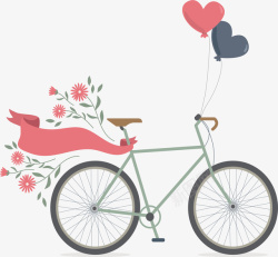 浪漫鲜花自行车矢量图素材