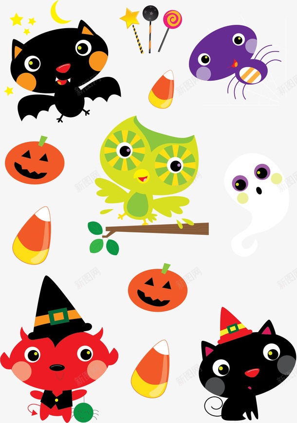 万圣节元素矢量图ai免抠素材_新图网 https://ixintu.com 万圣节HALLOWEEN卡通 矢量图