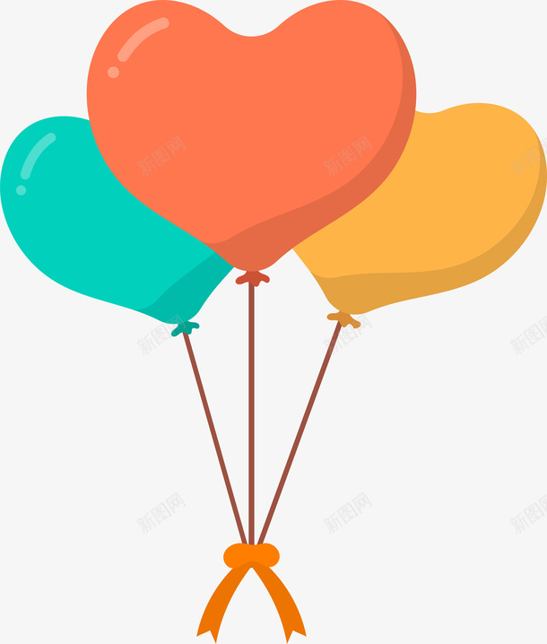 情人节爱心气球漂浮图案png免抠素材_新图网 https://ixintu.com 卡通 情人节 扁平化 气球 漂浮 爱心 矢量图案