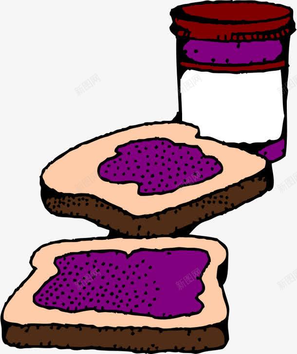 两个面包片和一瓶果酱png免抠素材_新图网 https://ixintu.com 卡通 果酱 紫色 面包片