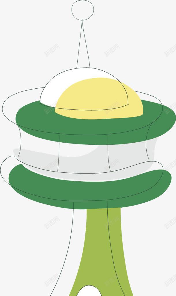 卡通信号塔png免抠素材_新图网 https://ixintu.com 信号塔 卡通 圆形 尖尖的 手绘 绿色的 黄色的