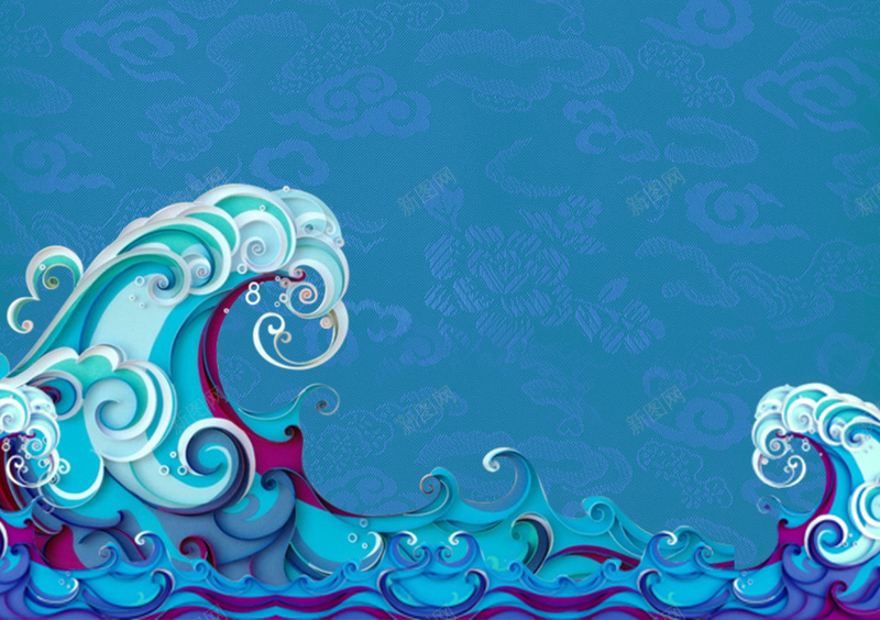 蓝色文艺海浪中国风背景背景图片免费下载 素材0jvqgkgaw 新图网