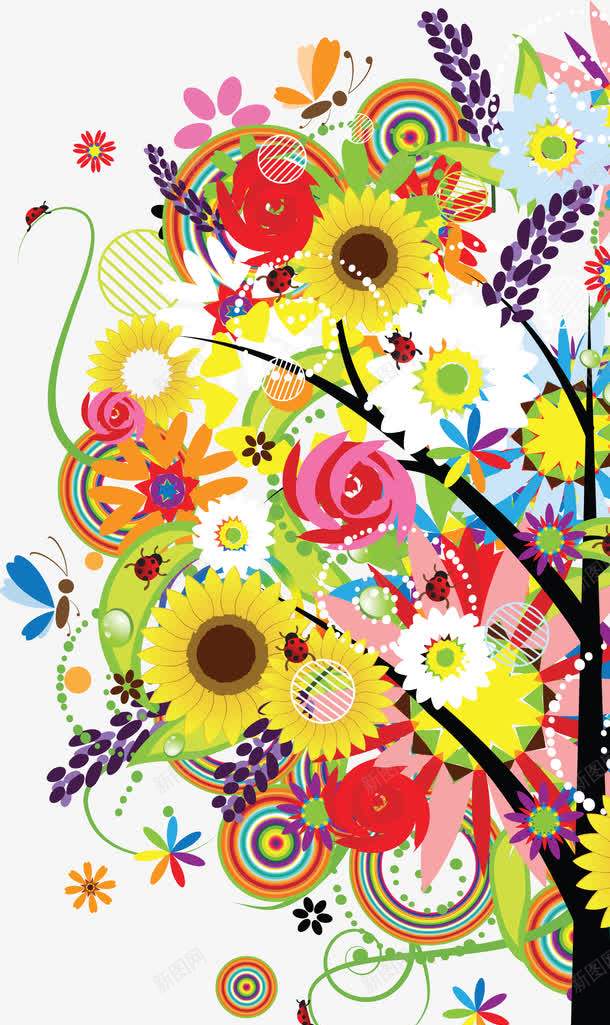 手绘卡通彩色花朵植物装饰png免抠素材_新图网 https://ixintu.com 卡通 彩色 植物 花朵 装饰