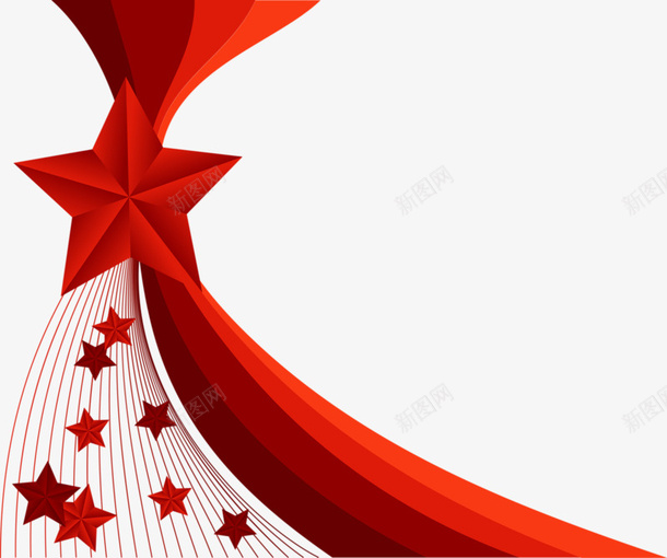 红色星星装饰背景png免抠素材_新图网 https://ixintu.com 星星 红色 线条 装饰