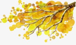 手绘黄色气泡创意树枝素材