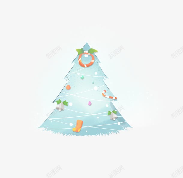 手绘蓝色清新圣诞树png免抠素材_新图网 https://ixintu.com 圣诞树 清新 蓝色