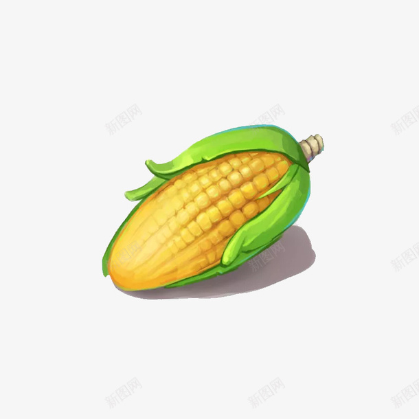 水彩玉米png免抠素材_新图网 https://ixintu.com 卡通 手绘 水彩 玉米 绿色 蔬菜 食物 黄色