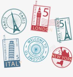 旅游城市纪念邮票素材