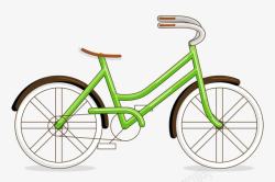 卡通绿色自行车素材