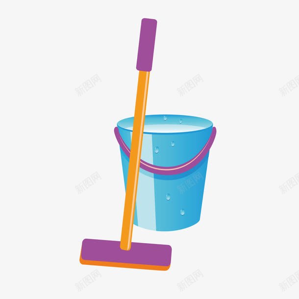 拖把水桶打扫卫生工具png免抠素材_新图网 https://ixintu.com 工具 打扫卫生 拖把 水桶