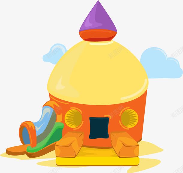 可爱充气小房子png免抠素材_新图网 https://ixintu.com 儿童乐园 充气 可爱 圆顶 小房子 黄色