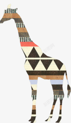 手绘水彩长颈鹿素材