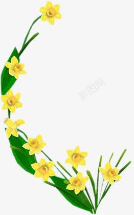 黄色花朵边框透明png免抠素材_新图网 https://ixintu.com 花朵 边框 透明 黄色
