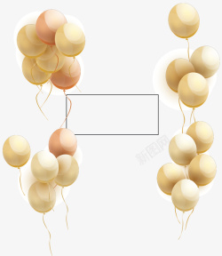 金色节日气球边框矢量图素材