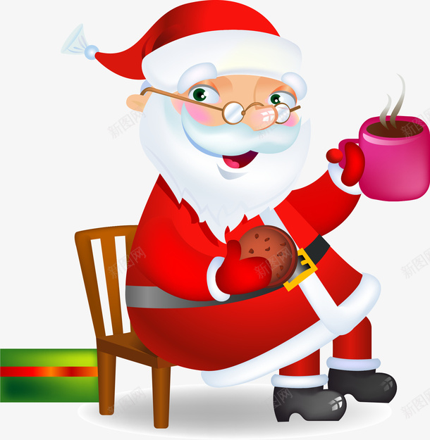 圣诞老人咖啡饼干矢量图ai免抠素材_新图网 https://ixintu.com 咖啡 圣诞 老人 饼干 矢量图
